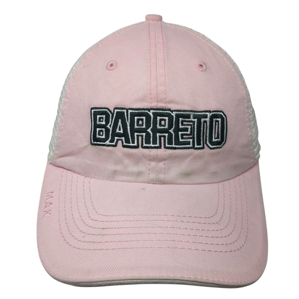 Barreto Strapback Trucker Hat Pink One Size Mesh Back Triple Crown